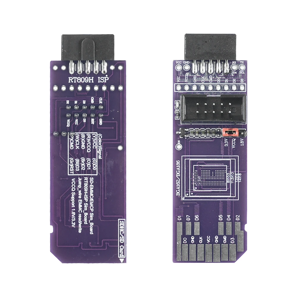 Tablero adaptador Flywire de lectura y escritura Simple, BGA100,BGA254,BGA162/BGA186, BGA153/169, BGA221, SD-EMMC, Original, RT809H-ISP