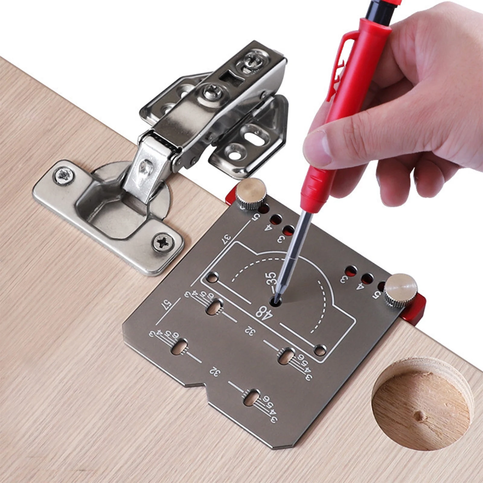 35mm Hinge Punch Locator Adjustable Margin Cabinet Wardrobe Hinge Installation Drilling Mark Positioner Aluminum Auxiliary Tools