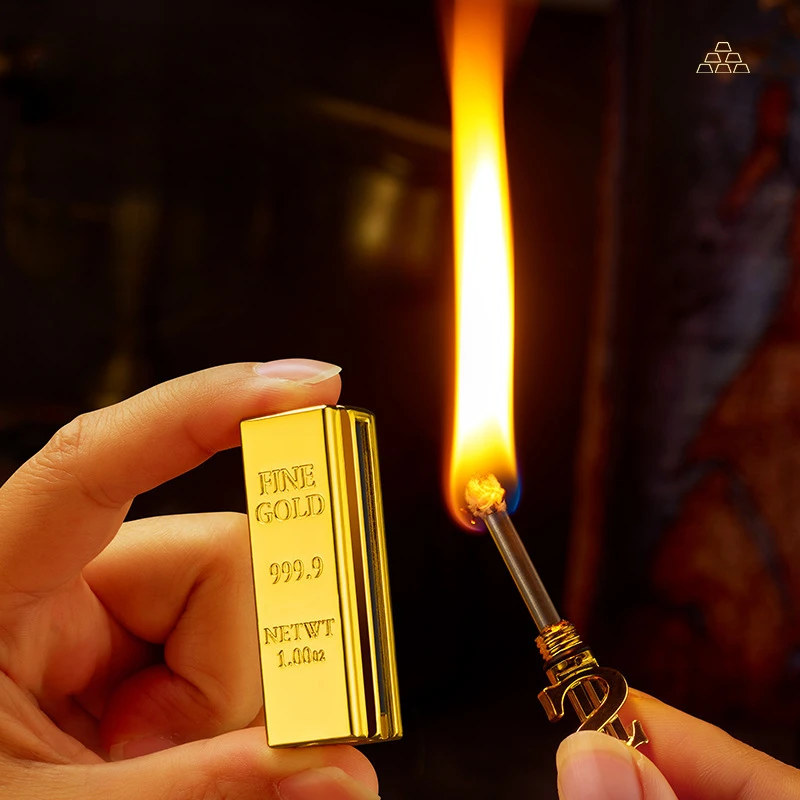 2024 New 10000 Match Lighter Windproof High Value Gold Bar Shape Kerosene Lighter Creative Personality Anti-drop  cool lighter