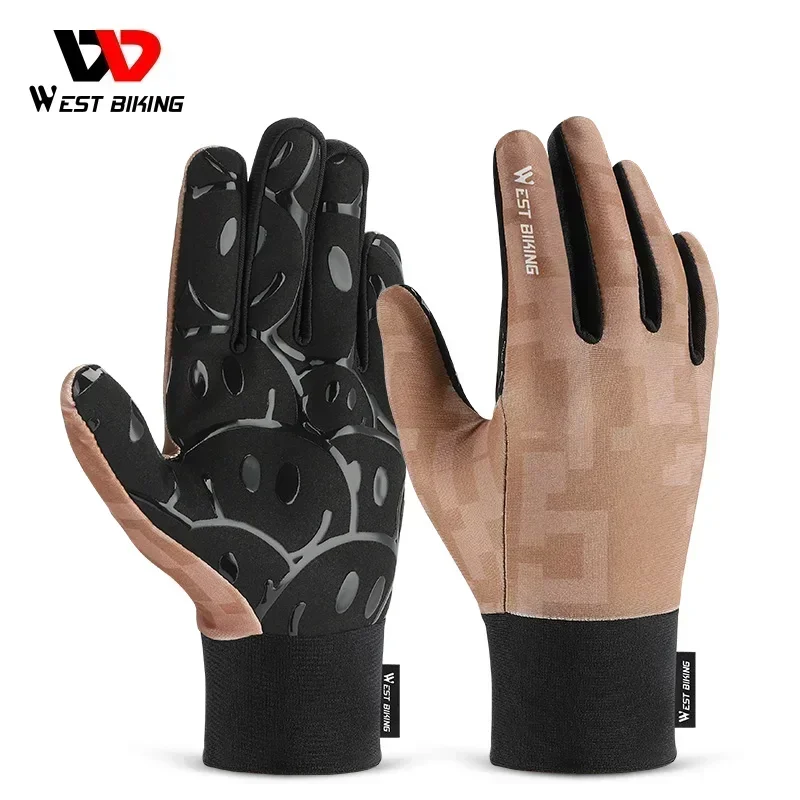 

WEST BIKING Children's Full Finger Cycling Gloves Spring Summer Funny Camo Pixel Style Anti Slip Gel Pad Outdoor Sport Gloves