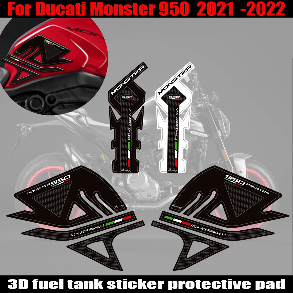 2021 2022 For Ducati Monster 950 Motorcycle Stickers Decals Gas Fuel Oil Kit Knee Protection Tank Pad Grips