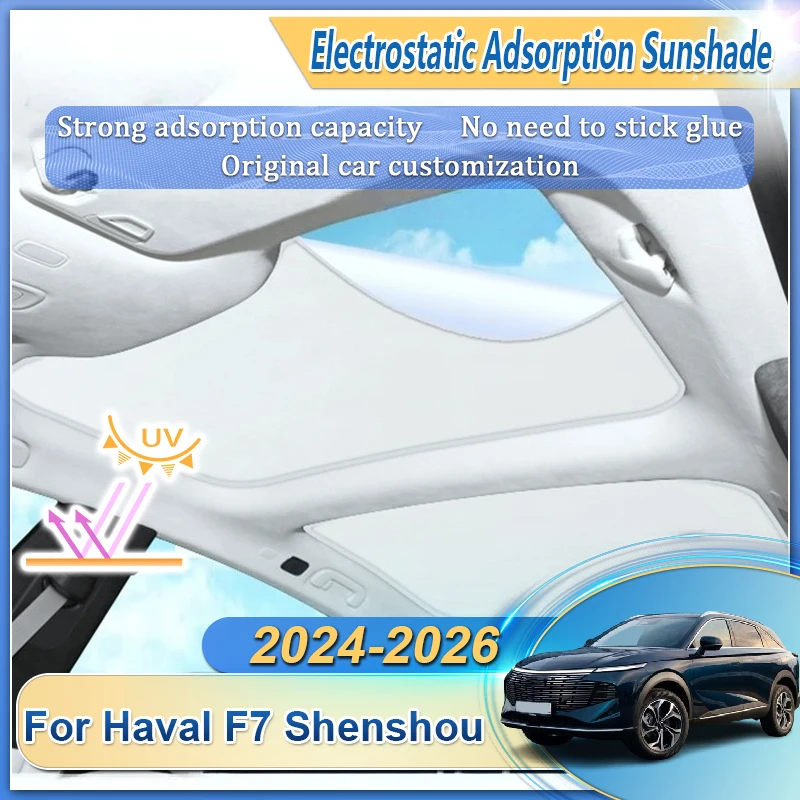 

Car Roof Sunshade Fit For Haval F7 Shenshou 2024 2025 2026 Electrostatic Adsorption Sunroof Sunshade Skylight Shading Accessory