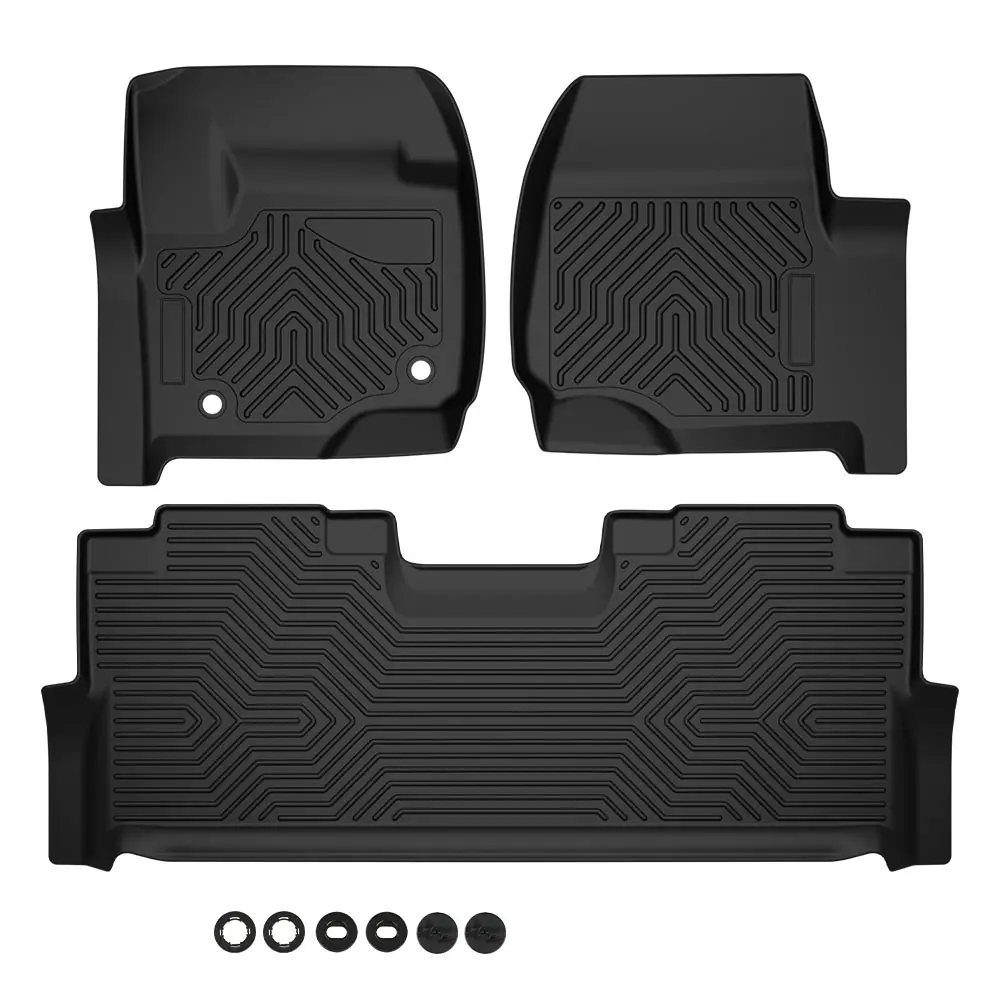 Floor Mats Fit for Ford F250 2017-2024/F350 Super Duty Crew Cab TPE Cargo Liners 3 Piece,Black