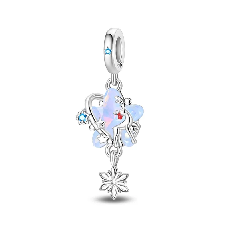 New 925 Sterling Silver Ice Star Snow Charms Pendant Fit 3mm Original Bracelet DIY Women Exquisite Birthday Party Jewelry Gifts