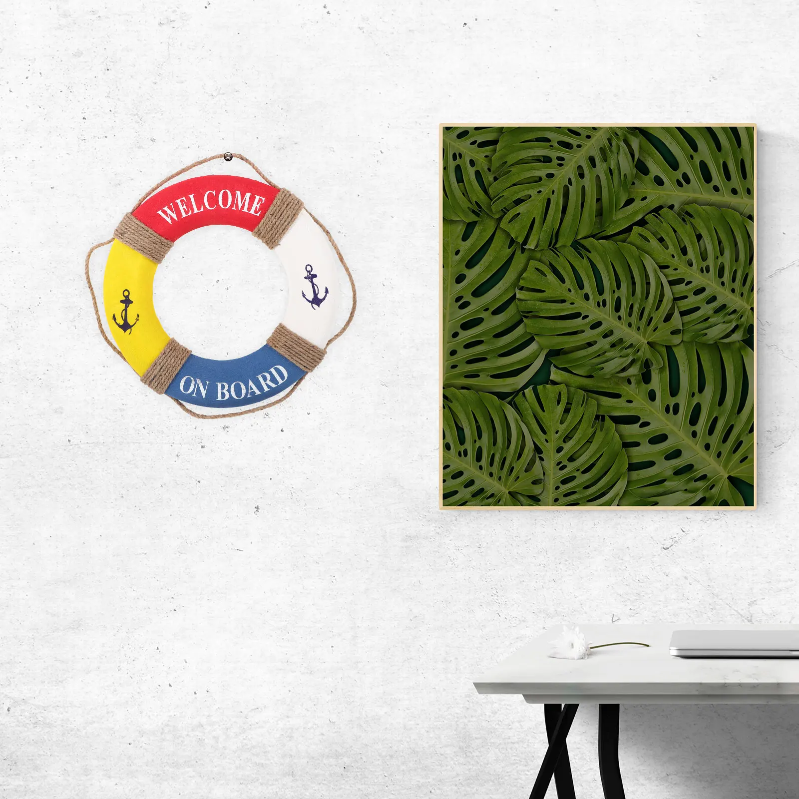 40 سنتيمتر Lifebuoy الديكور البحر الأبيض المتوسط نمط معلقة حلية للمقهى مطعم بار متجر باب جدار نافذة ديكور المنزل علامة حمراء