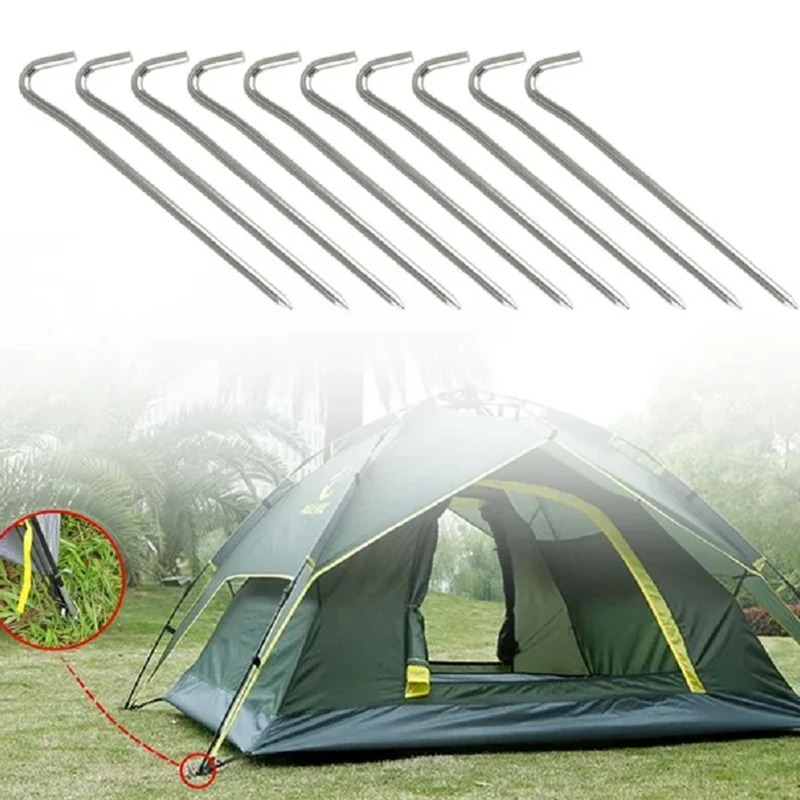 10pcs Steel Tent Pegs Garden Stakes Heavy Duty Rust Free Camping Tent Stakes Aluminum Heavy Duty Stakes