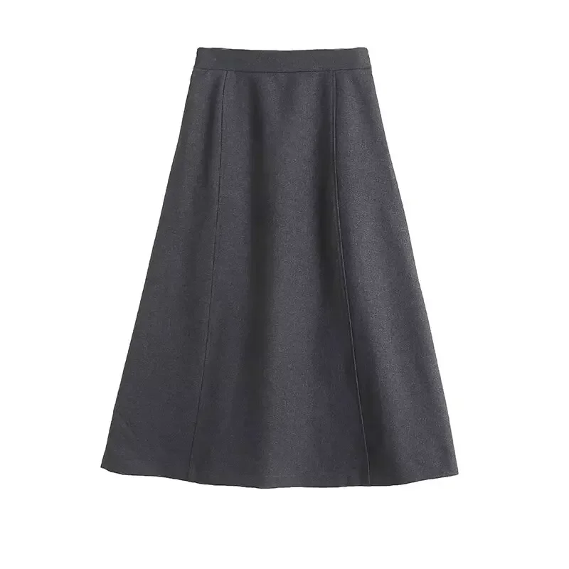 Dames Lente 2024 Nieuwe Mode Temperament Joker Textuur Gemengd Middellange Rok Retro Hoge Taille Rits Rok Mujer