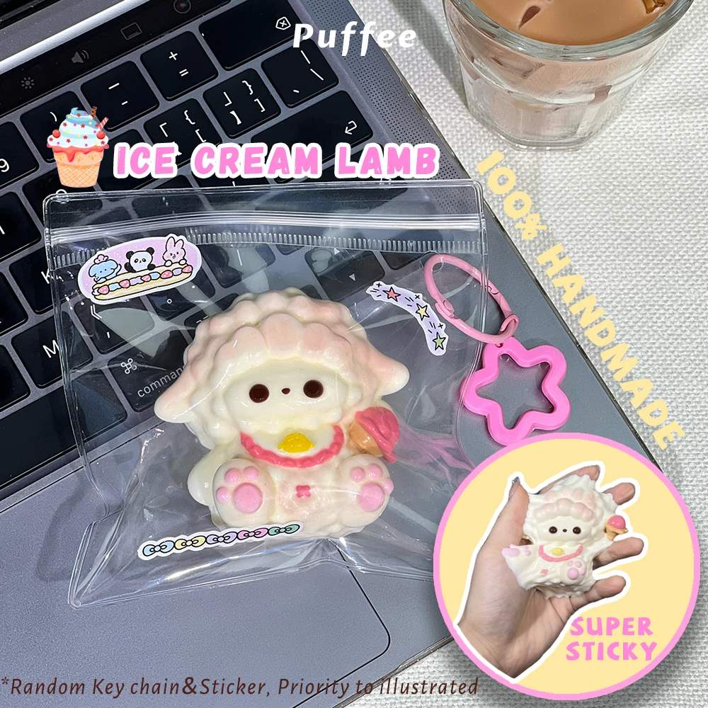Ice Cream Lamb Food-grade Silicone Squishy Toy, Creamy Soft Adhesive Toy, Handmade Taba Squishy, Happy Game Pinching Toy, Sheep