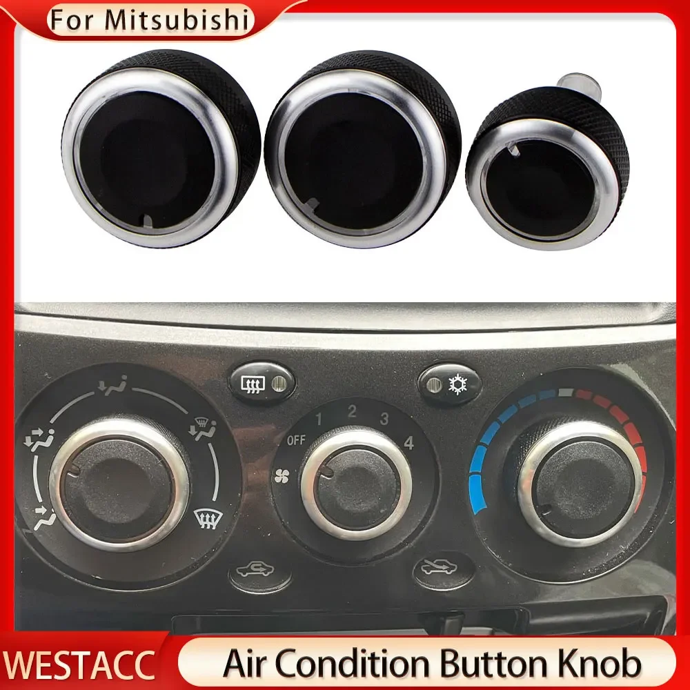 3 Pçs/set Carro Liga de Alumínio Ar Condicionado Botão AC Aquecedor Interruptor de Botão Botões para Mitsubishi Triton 2006 - 2014 Acessórios