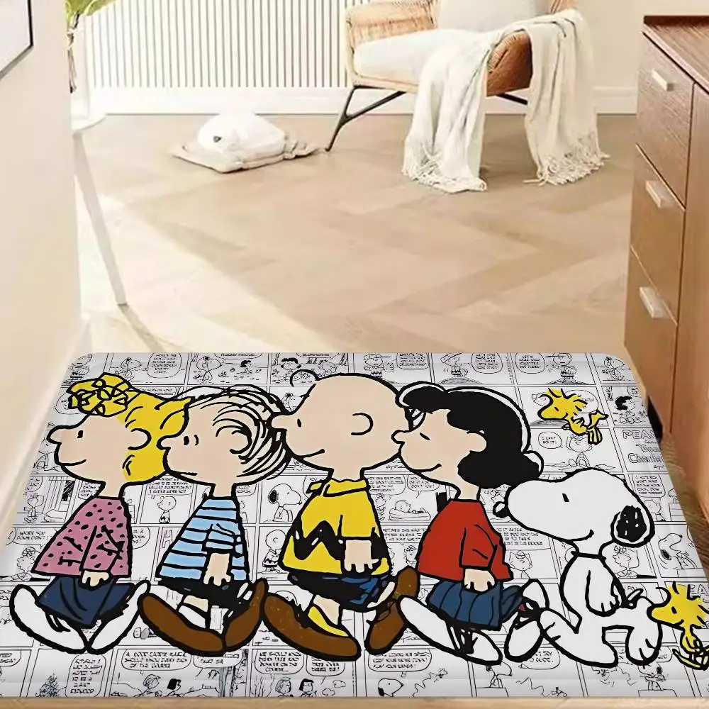 Cartoon Cute S-Snoopys Dog Floor Mat Rectangle Anti-slip Home Soft Badmat Front Door Indoor Outdoor Mat Hotel Decor Mat