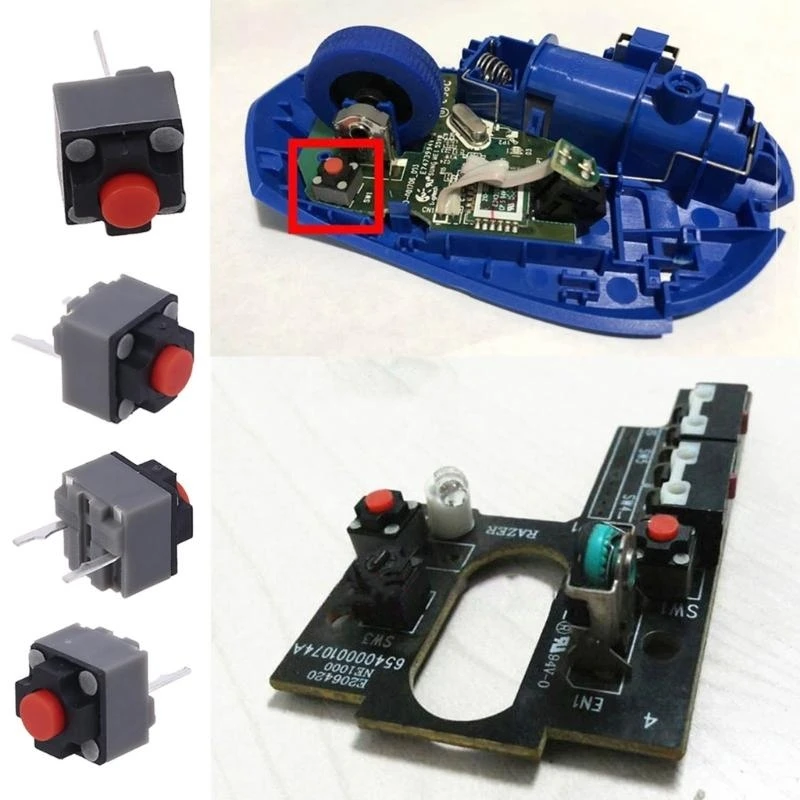 5pcs kailh 음소거 버튼 6x6x7.3mm 사각형 스위치 마우스 마이크로 스위치 수리 부품 교체 사각형 마이크로 스위치