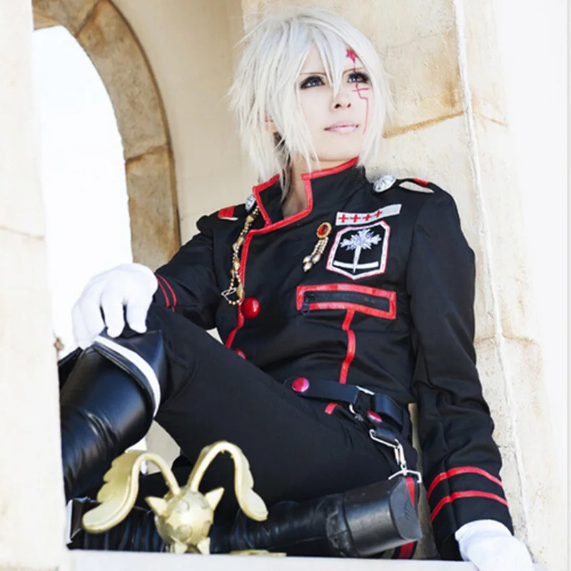 

S-XL Anime D.Gray-man Allen Walker Cosplay Costume Men School Uniform Full Set (Coat+ Pant + Belt + Bag + Accessories )