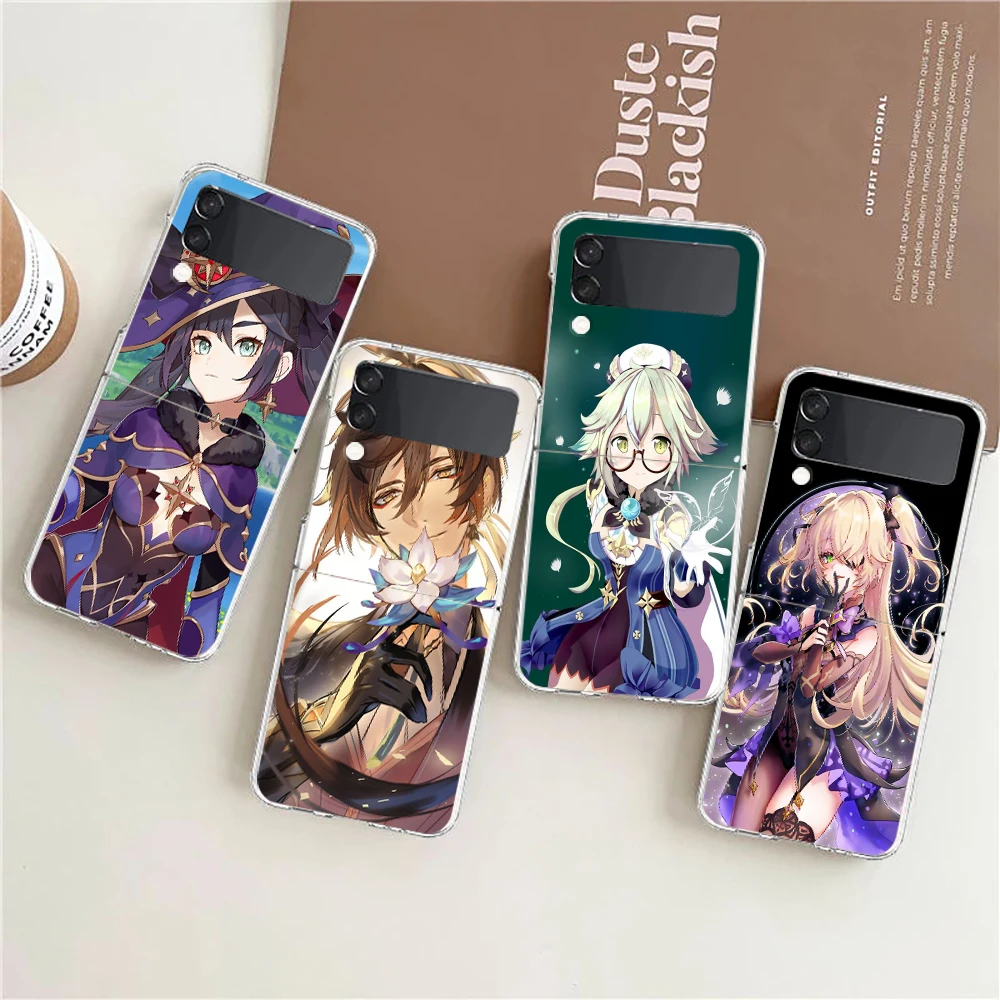 

Game Genshin Impact Clear Phone Case For Samsung Galaxy Z Flip 4 Case Thin High Hard PC Shell on For Galaxy Z Flip 3 5G Cover