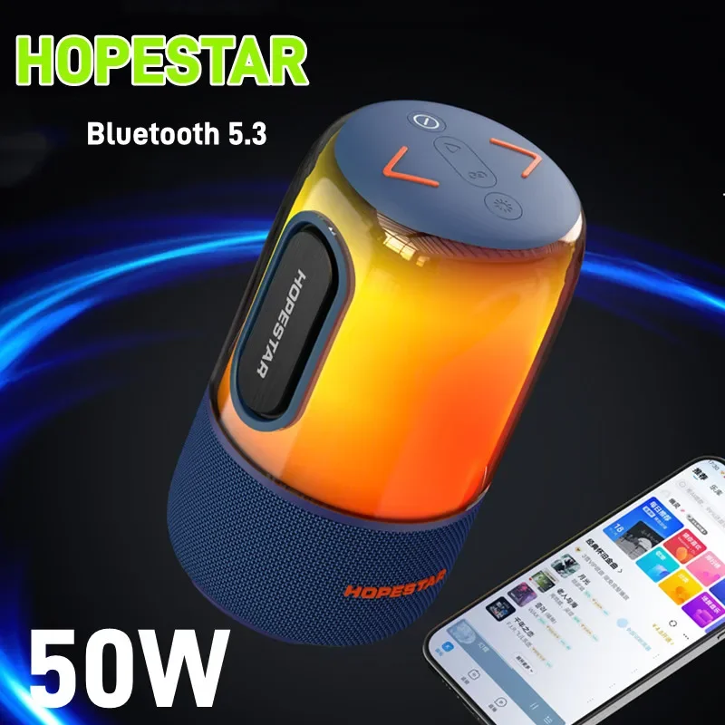 HOPESTAR New Wireless Pulse Outdoor IPX6 Waterproof Portable Subwoofer Bass Speakers Wireless RGB Bluetooth Speaker Caixa De Som