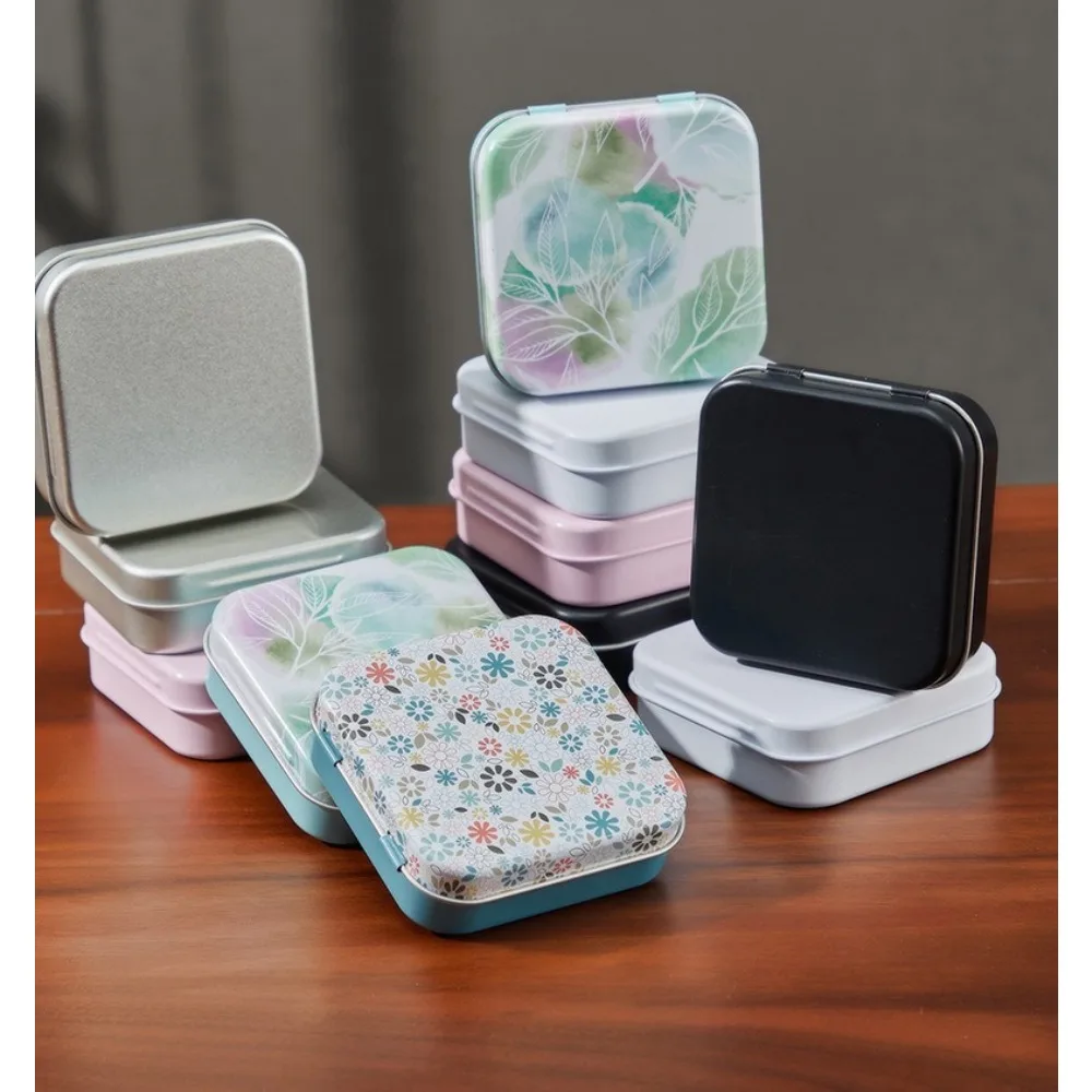 Square Flip Storage Box Portable Metal Tin Boxes for Packing Candy Pills Coin Mini Sealed Jars Jewelry Cases Home Organizer