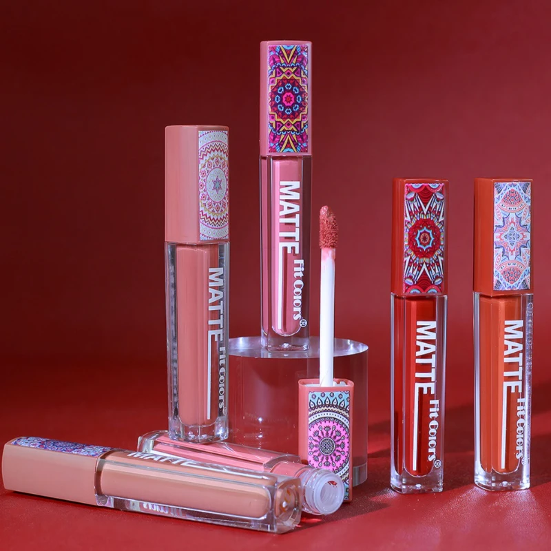 Lápiz labial mate de 6 colores, resistente al agua, textura de terciopelo, brillo de labios líquido, estilo bohemio, marrón tierra, taza antiadherente duradera, maquillaje de labios