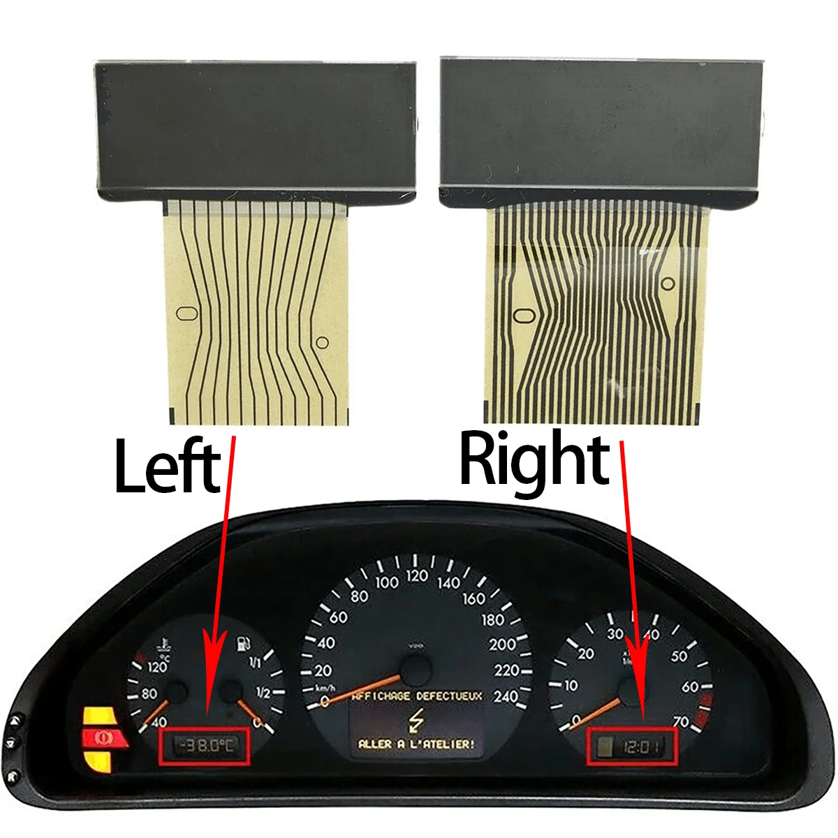 1/2/3pcs Dashboard LCD Screen Display Left & Centre & Right For Benz C E Class W202 W210 S210 CLK SLK Class W208 R170 E320 98-02