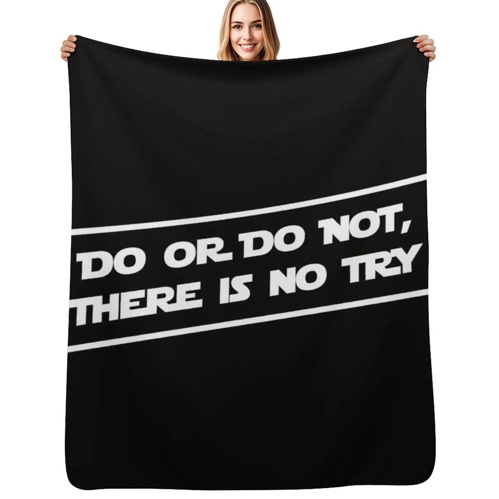 Do or do not, there is no try... (White) Throw Blanket Plaid cosplay anime Custom funny gift valentine gift ideas Blankets