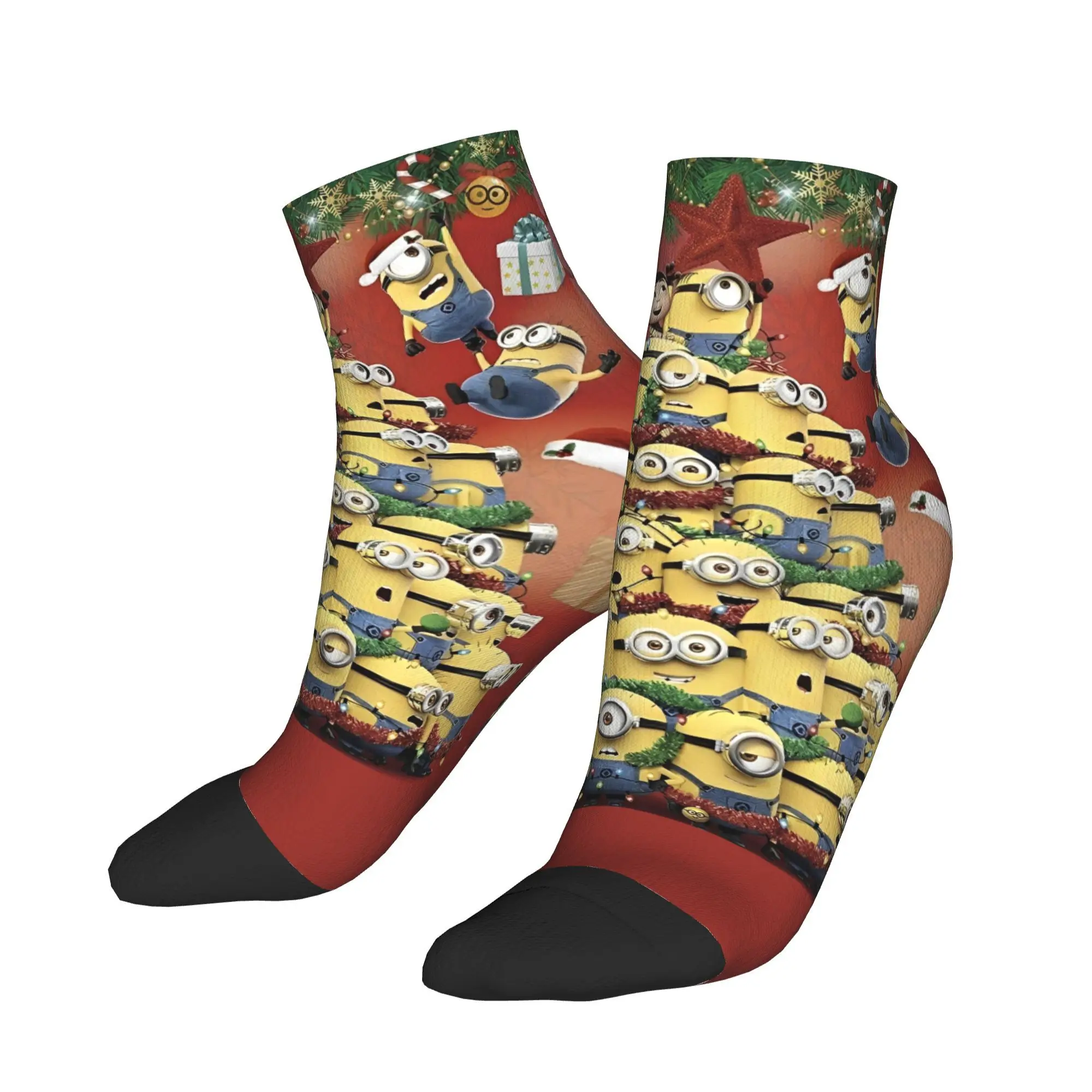 

Couple Socks Christmas Cute Minions Cartoon Quality Soft Ankle Sock Autumn Yellow Big Eyes Printed Running Non-Slip Socks
