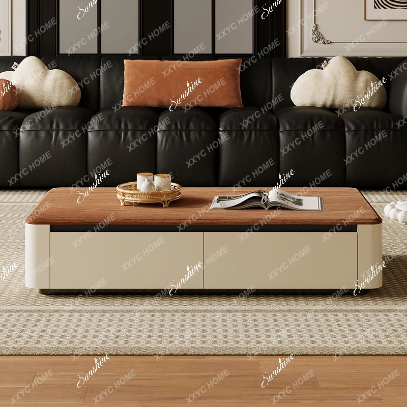 Walnut, TV cabinet coffee table combination living room, modern simple small apartmentP