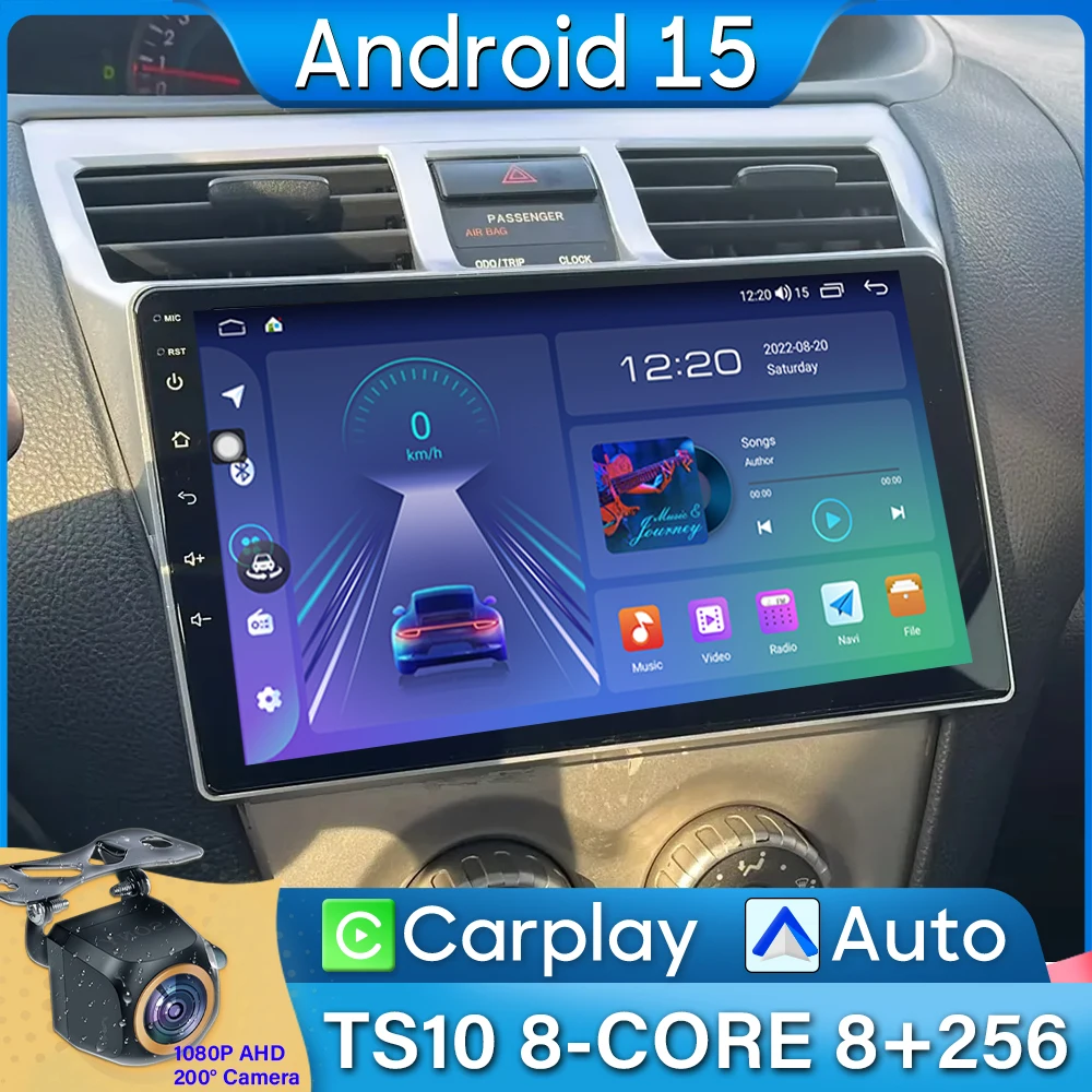 

For Toyota VIOS Yaris 2007 2008 2009-2012 Car Radio Android 15 Video Navigation GPS Android Auto Android 15 Carplay Unit No 2din