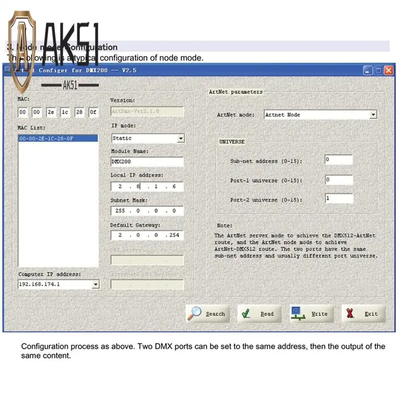 

AK51-Bi-Directional Ethernet DMX Converter Artnet 1024 Controller 3Pin Socket Output Lan Earthnet/DMX Artnet Console EU Plug