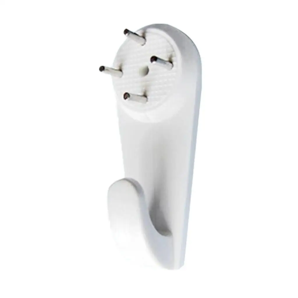 Wall Hooks Hanger White Plastic Self Adhesive Hardwall Hangers for Coat Keys and Picture Frames
