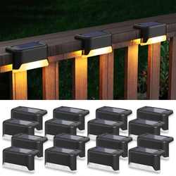 Luces solares para cubierta, lámpara solar impermeable para valla de paso para patio, patio, jardín, camino, iluminación decorativa para valla (blanco/cálido)