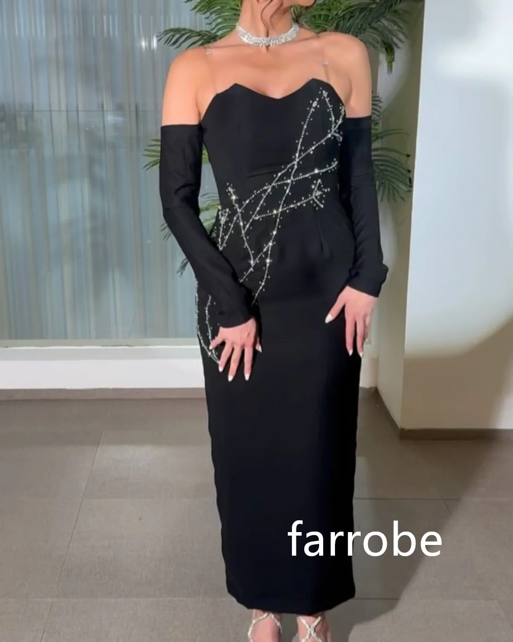 Customized Fashion Jersey Pleat Sheath Off-the-shoulder Midi Dresses Prom Dresses Classic Exquisite Modern Style Pastrol Chines