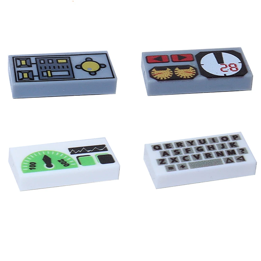 Building Blocks Printed 2x2 3069 3039 Gauges Controls Center Radar Screen Keypad Pattern Tile Slope Bricks City MOC Parts Toys