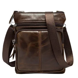 Bolso de hombro de cuero de vaca para hombre, bolso de negocios informal de primera capa, bolso cruzado