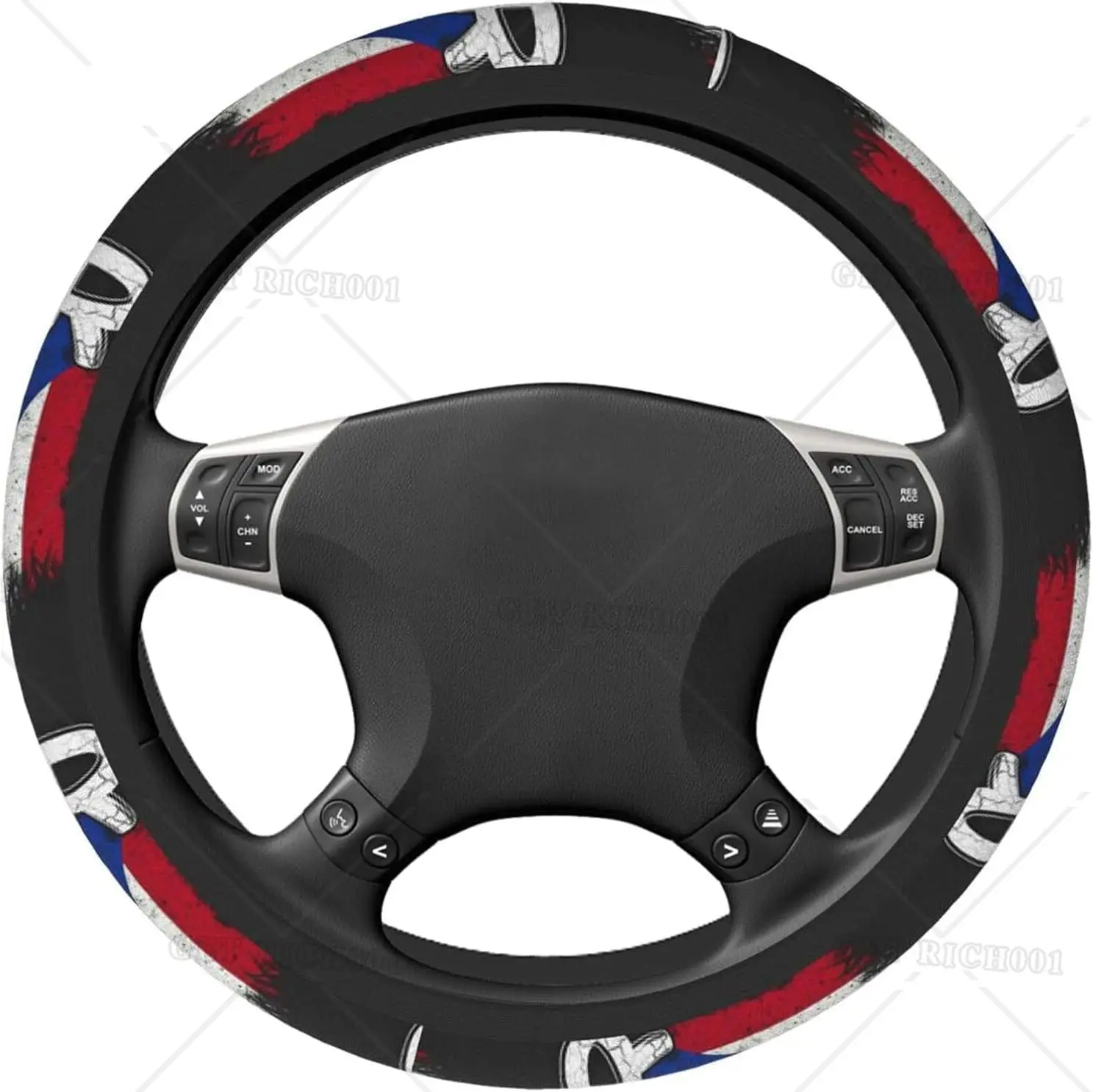 Puerto Rico Flag Steering Wheel Cover Car Accessories Steering Wheel Cover Protector Anti-Slip Durable Universal Wheel Cover