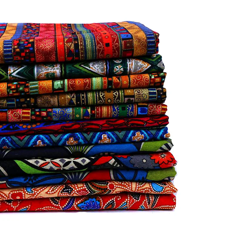 

Retro cotton linen fabric tablecloth fashion printing clothing cheongsam DIY decorative cloth breathable bohemian