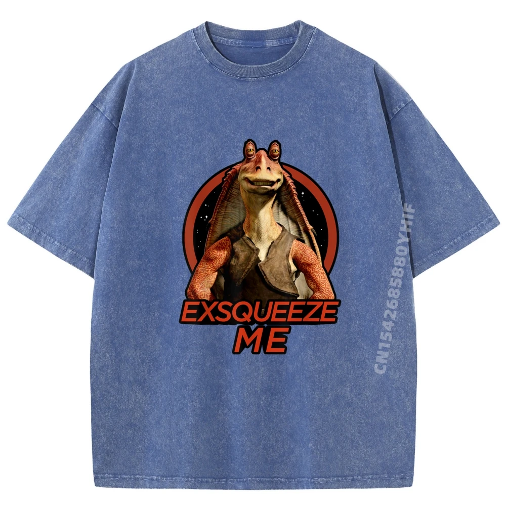 

Jar Jar Binks Exsqueeze Me Z1 Cute Oversized T Shirt Graphic T Shirts Adult Men's T-Shirts Streetwear Washed Tees