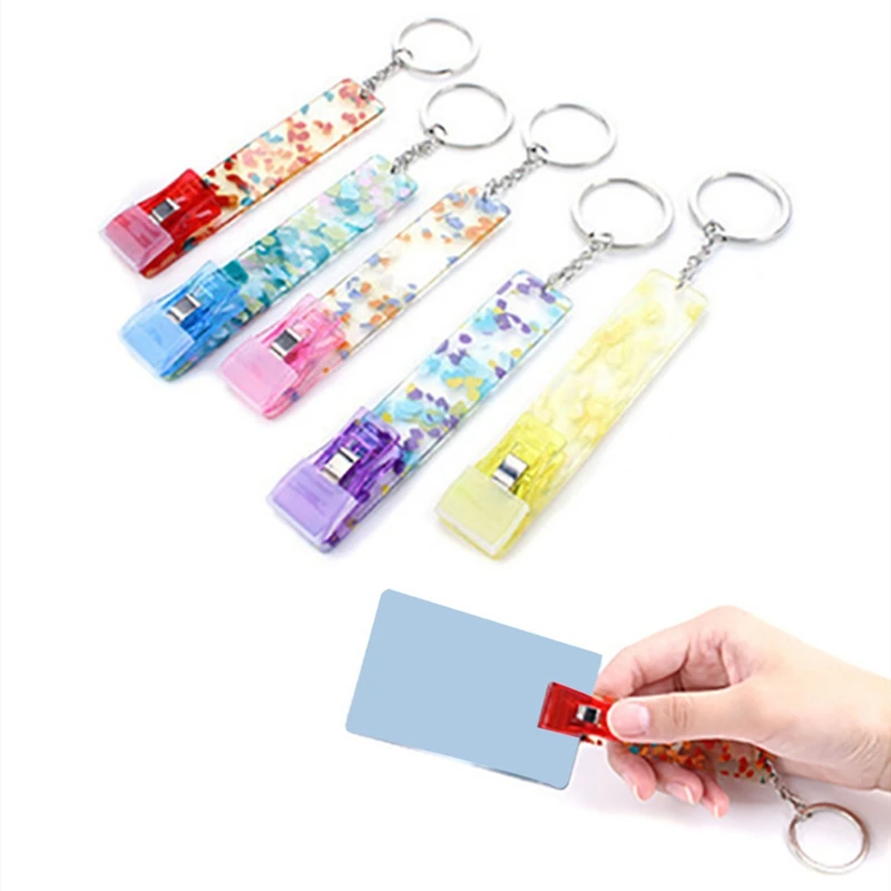 12 Uds Clips para tarjetas tarjeta sin contacto tarjeta bancaria de débito acrílico para llavero Extractor de tarjetas de uñas con extractor de tarjetas, fácil de usar