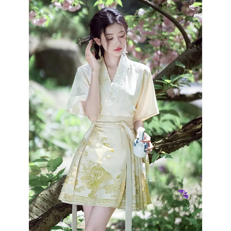 Ancient dress suit women's Chinese style horse dress short daily commuting new Chinese Hanfu improved version dress summer