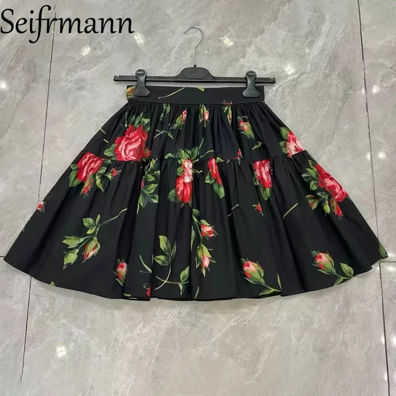 Seifrmann 2026 Spring Women's New Fashionable and Elegant Printed Cotton Strap Top+Half Skirt Two Piece Set image 5