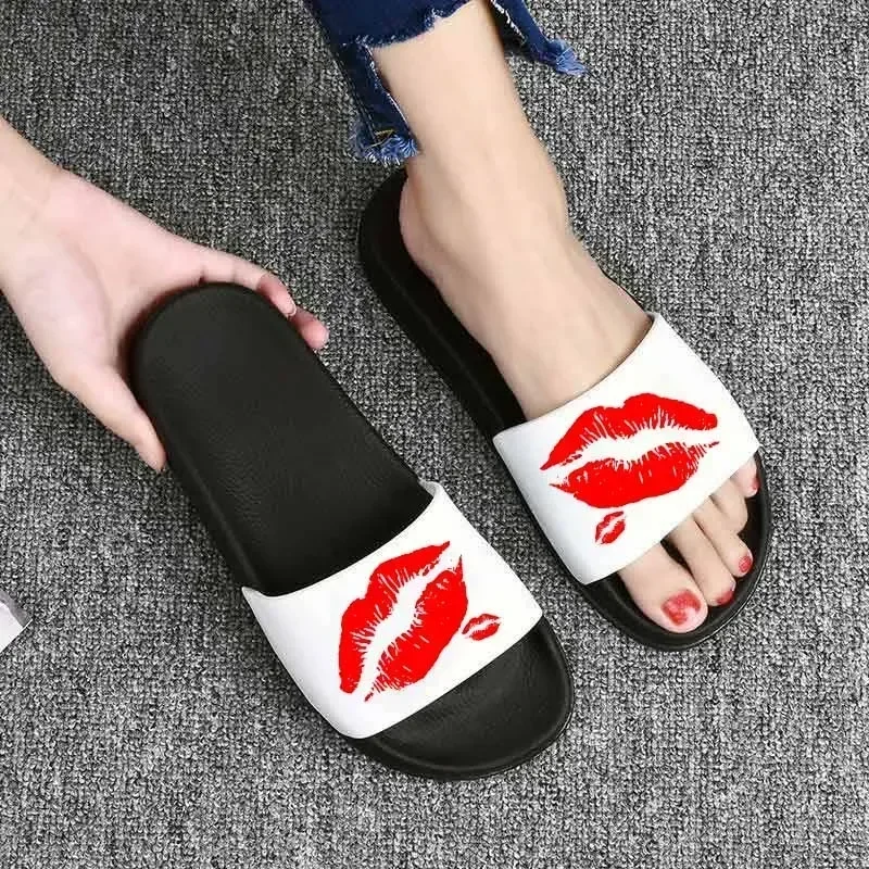 Cartoon lip Women Slippers Cute Red mouth Home Slippers Summer Sandals Slides Women Shoes Flip Flops Sandalias Mujer view 5