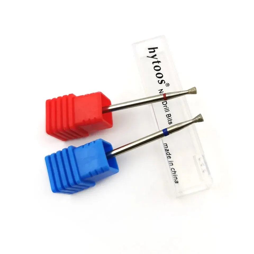 HYTOOS Inverted Cone Nail Drill Bits Fine Diamond Cuticle Clean Burr Russian Mills Electric Manicure Drills Nails Accessories