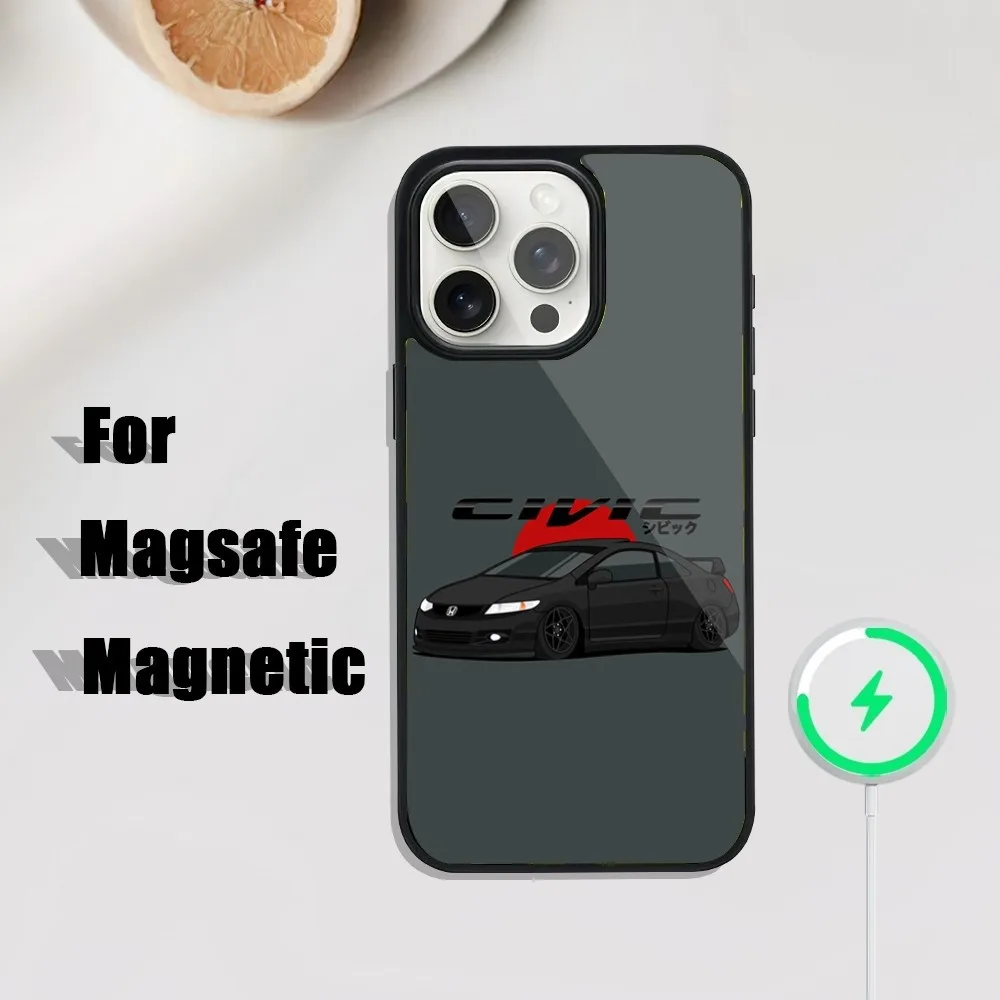 Sport Car T-Type R C-Civic Phone Case For iPhone 16,15,14,13,12,11,Plus,Pro,Max Mini Magsafe Magnetic Wireless Charging