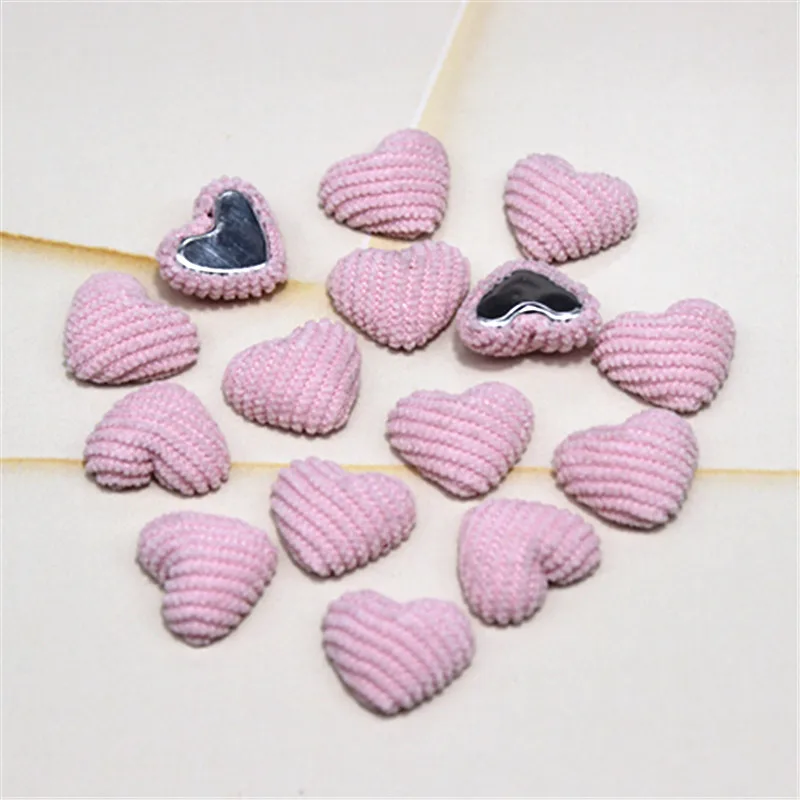 50pcs Hot Sale Mix Colors Corduroy Fabric Covered Heart Buttons Home Garden Flatback Cabochon Crafts Scrapbooking DIY,14*17mm