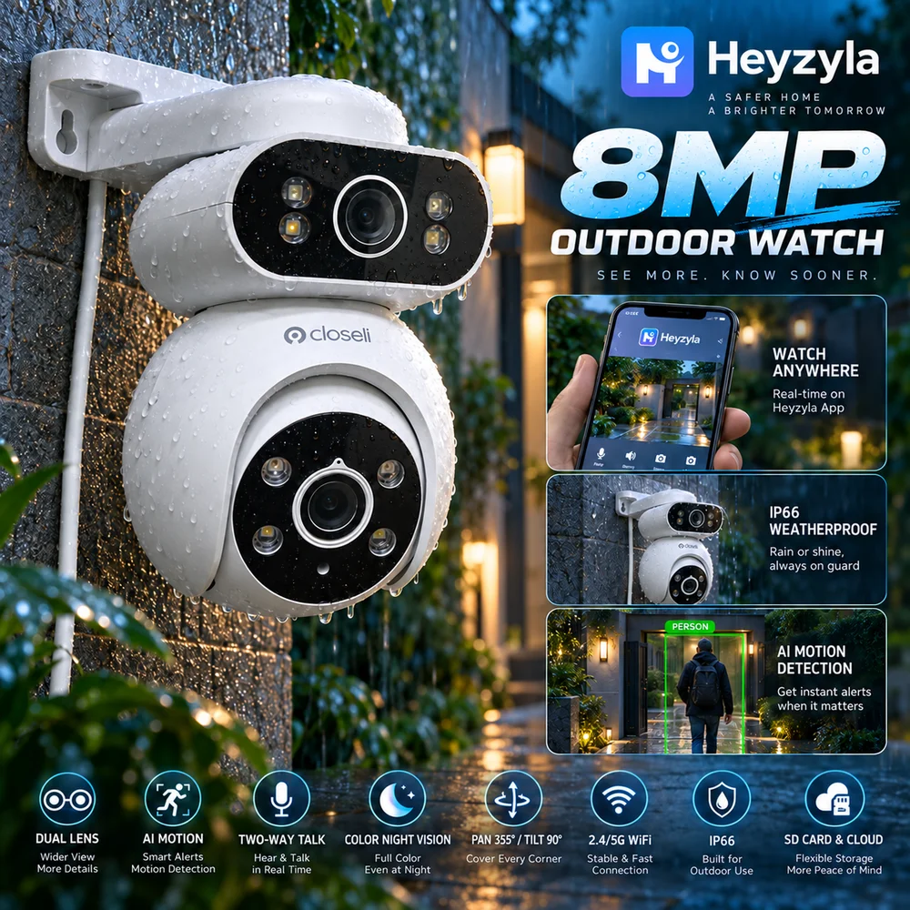 10MP 5K Outdoor WiFi PTZ Security Camera Dual Lens Dual Screen IP Camera AI Human Detection Auto Tracking Wireless CCTV