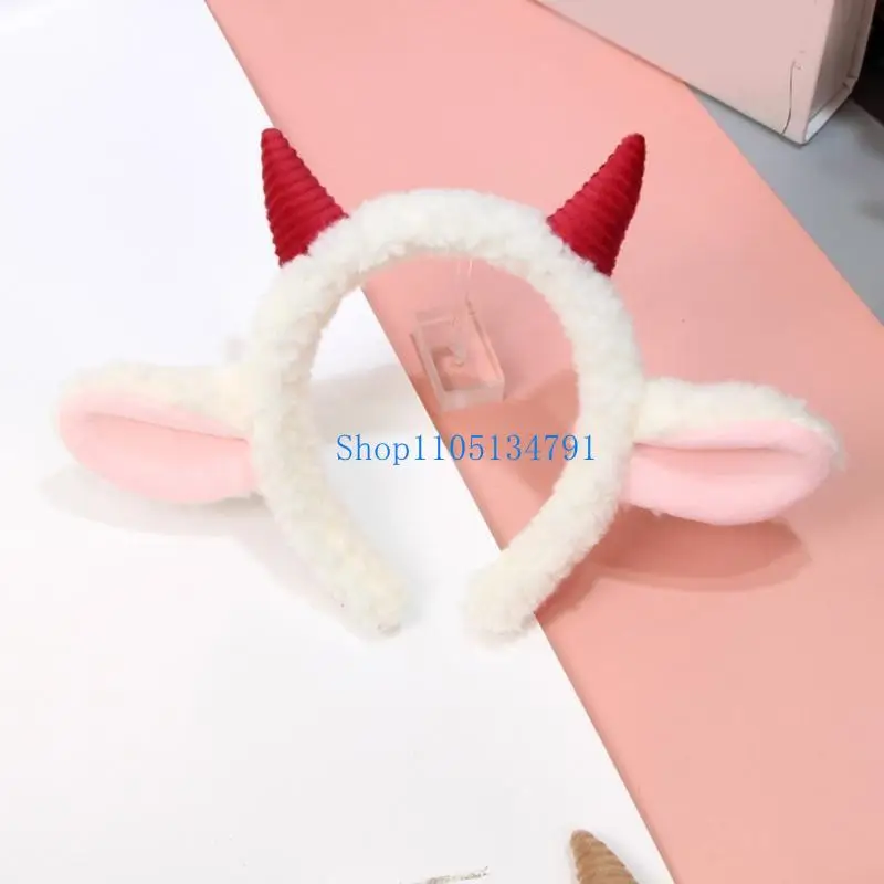

98km New Year Celebration Hairhoop Plush Sheep Ear Hairband Funny Headhoop Costume Headdress Child Adult Halloween Headwear