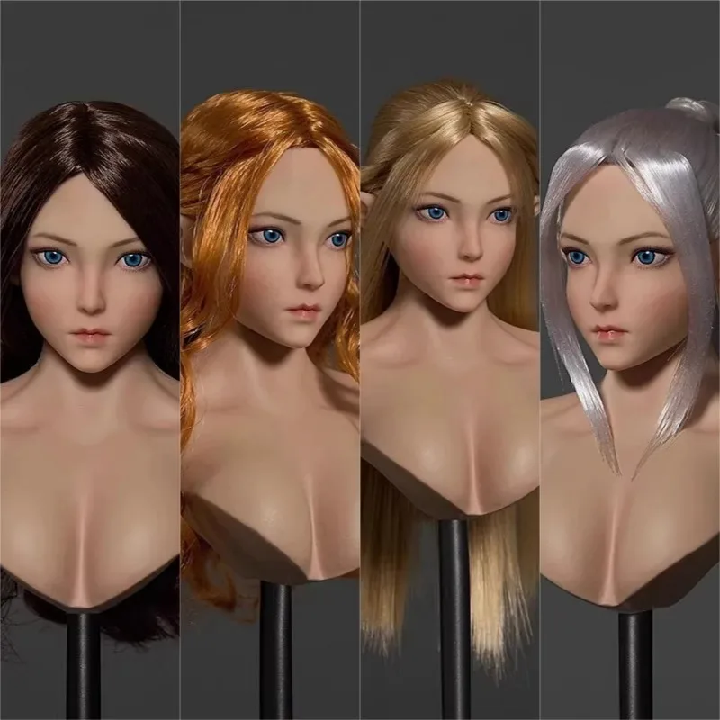 

1/6 Scale M017 Female Soldier Head Carving Elf Beautiful Girl Head Sculpt Model for 12'' Action Figures White Skin PH Body