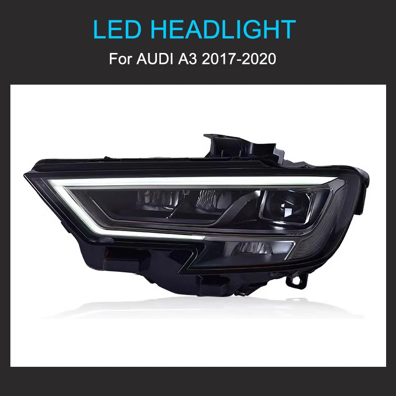 1 Pair LED Headlight Assembly for Audi A3 8V 2017-2020 Sedan Sportback Headlights Plug and Play with LED DRL Turning Headlights