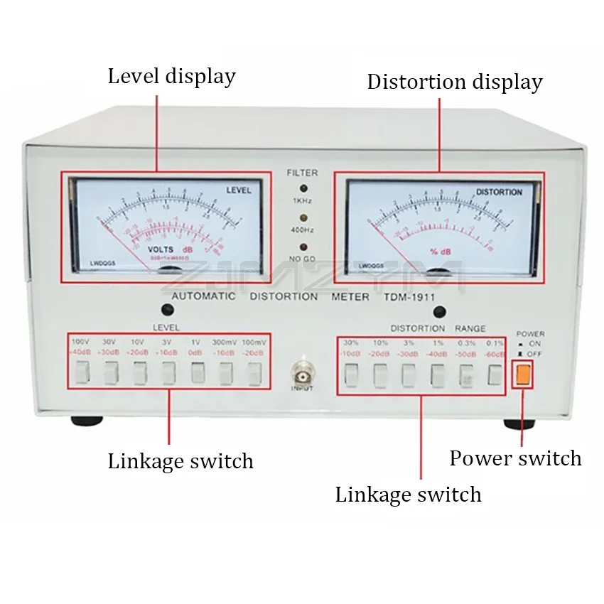 TDM-1911 Automatic Distortion Tester Meter 0.01% - 30% Audio Distortion Meter Signal Distortion Testing Tool 110V/220V