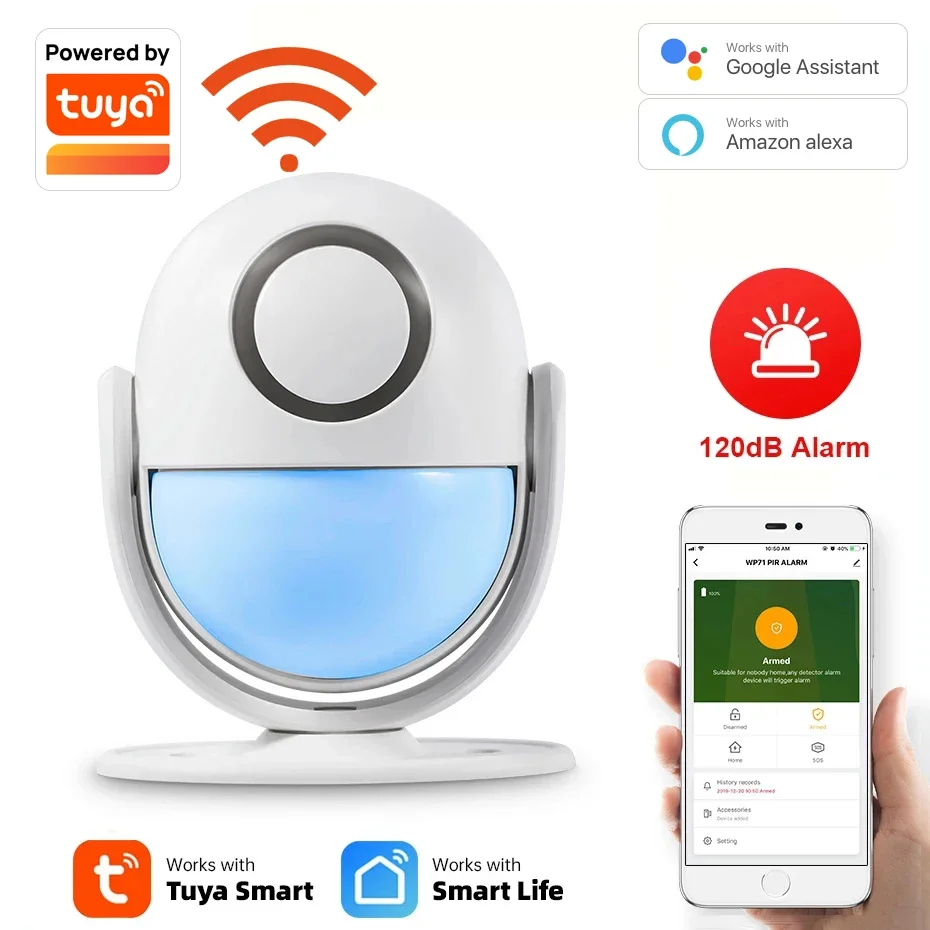 Tuya WIFI Alarm System 120dB Works With Google Alexa 433 PIR Detector Door Sensor  Smart Home Security Smart Life App Burglar