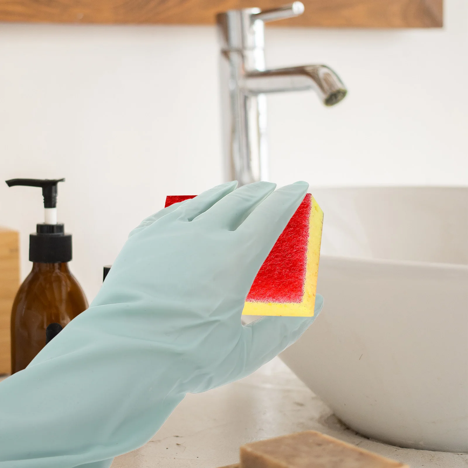 

Waterproof Gloves for Washing Dishes Large Size Green M Rubber Kitchen Cleaning Supplies Dishwashing Practical Anti Slip