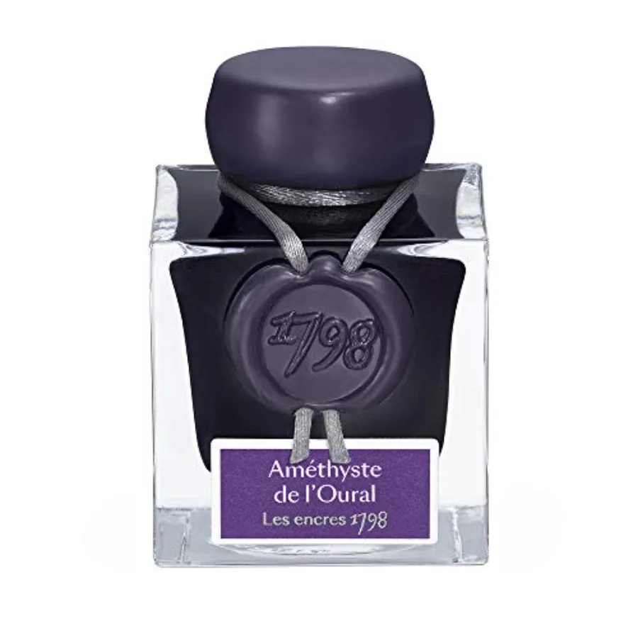 

J. Herbin 1798 Anniversary Inks - Silver Sheen 50 ml Bottled - Amethyste de L'Oural Rich Deep Purple Ink