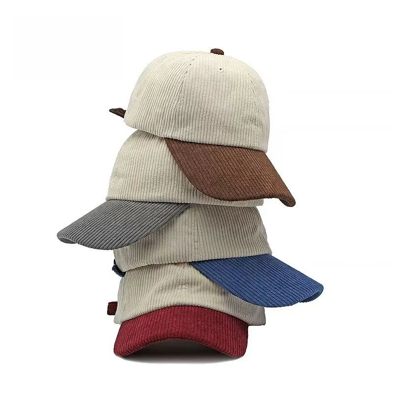 1PC New Women Hat Letter Vintage Corduroy Baseball Cap Autumn and Winter Warm Hat Men Women Fresh Hip Hop Hat Bone Gorras